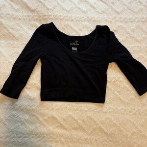 Black crop top nylon material